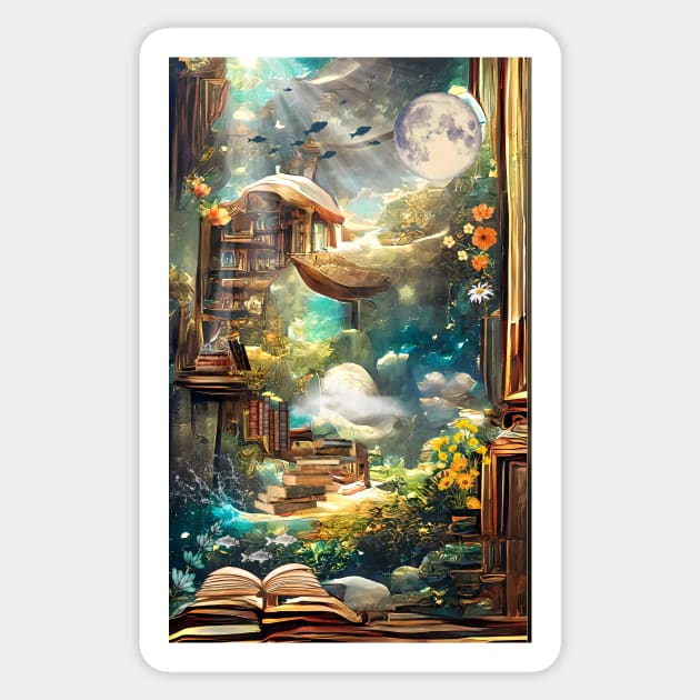 Library in Ocean| National library week | literacy week Sticker by PsychicLove